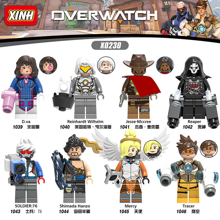 守望先锋：人仔8款 宋哈娜D.va、莱因哈特威尔海姆、杰西麦克雷、死神、士兵76、岛田半藏、天使、猎空