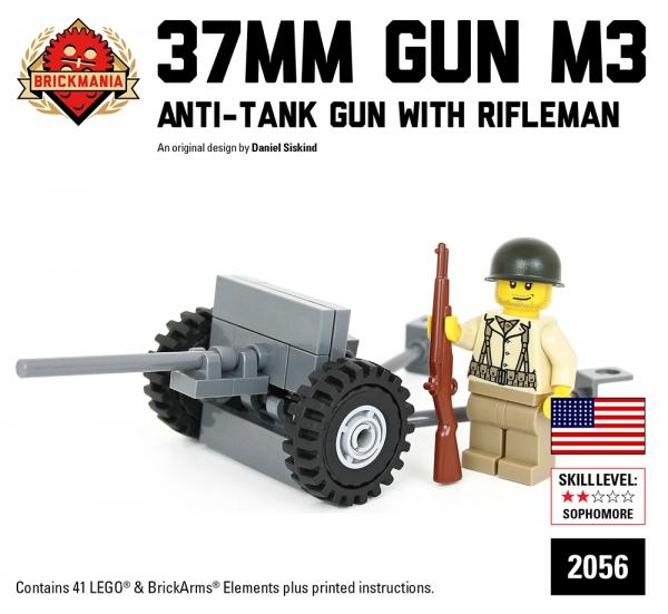 M3 37mm Anti-Tank Gun with US Rifleman Minifig