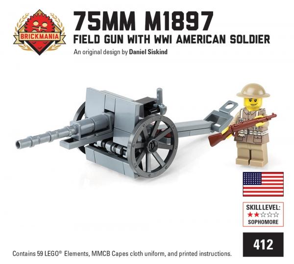 75mm M1897 Field Gun with WWI American Soldier