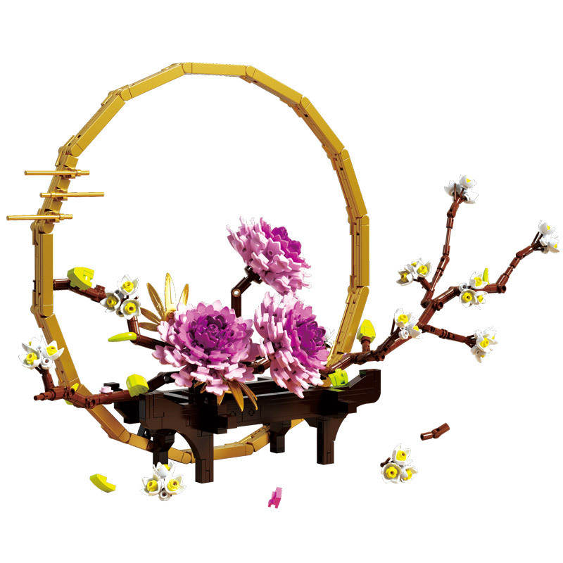 Blooming Flowers and Full Moon