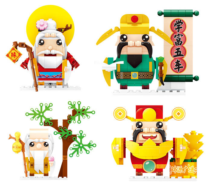 国潮系列2仙人下凡 4款 月老、文昌帝、寿星公、财神爷
