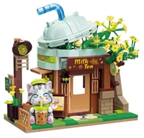 萌趣街景 贪吃猫：美短奶茶铺