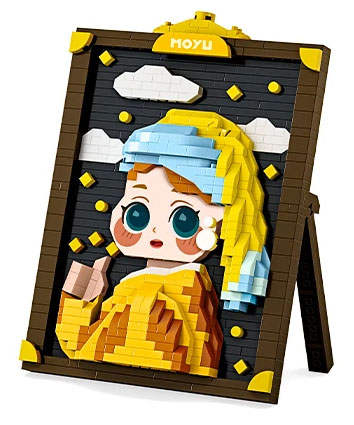 戴耳环的女孩 积木世界名画