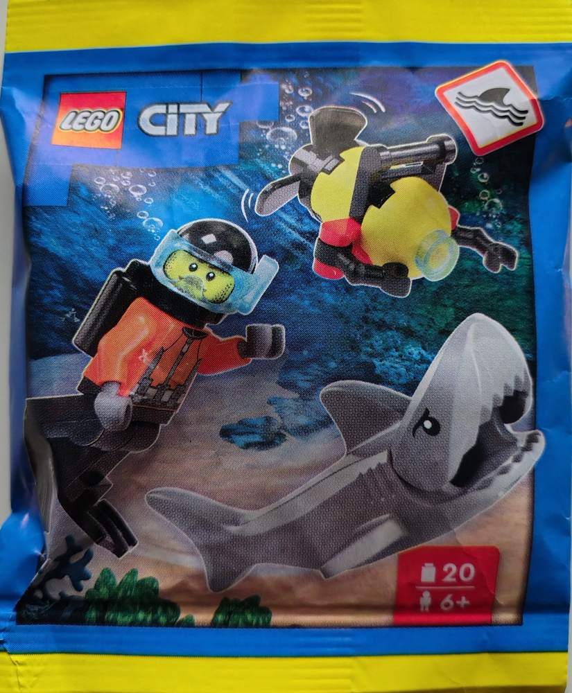 Diver with Robot and Shark