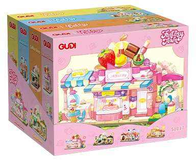 梦幻小镇 4款 拾光甜品店、星落咖啡店、简悦书店、好恰烘焙坊