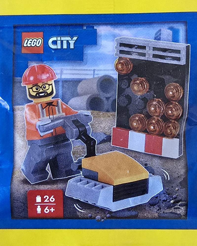 Construction Worker with Vibration Plate